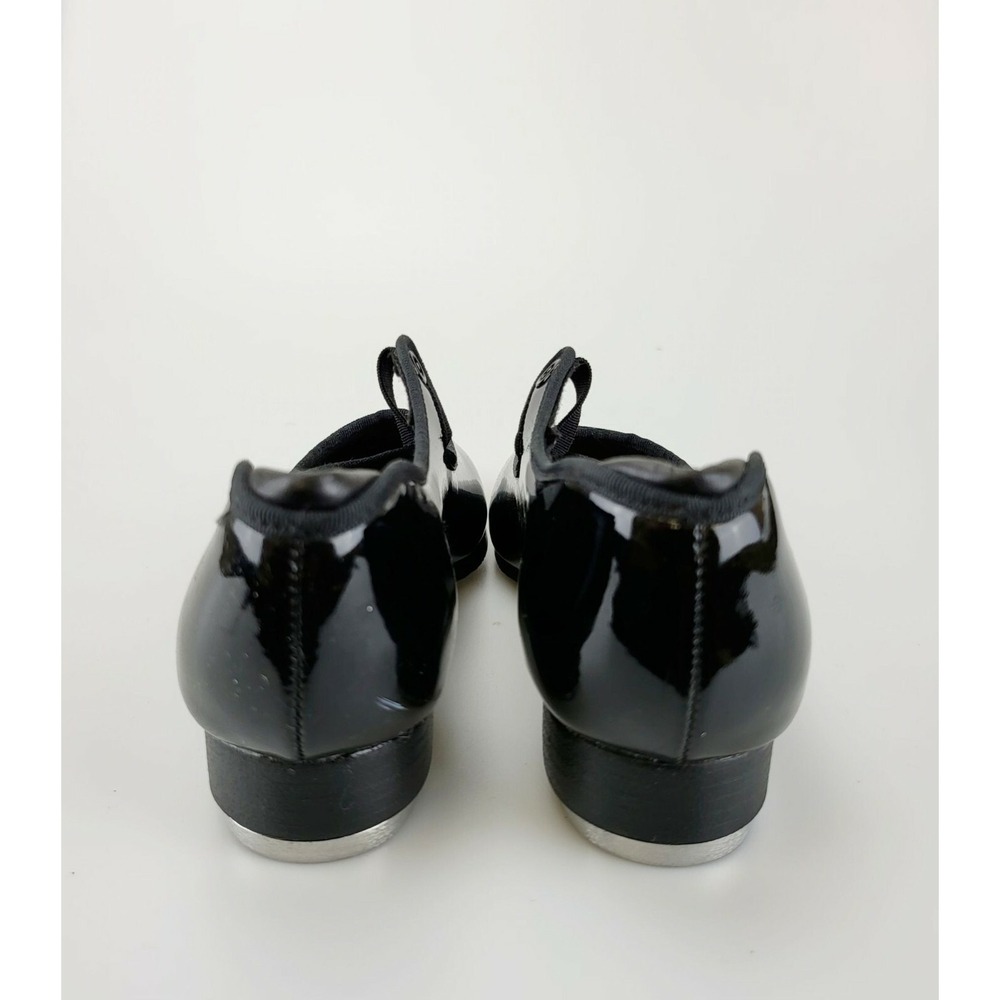 Dance Performance Tap Shoes Girls 2 Black Leather Glossy Mary Jane CAPEZIO - Picture 7 of 8